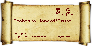 Prohaska Honorátusz névjegykártya